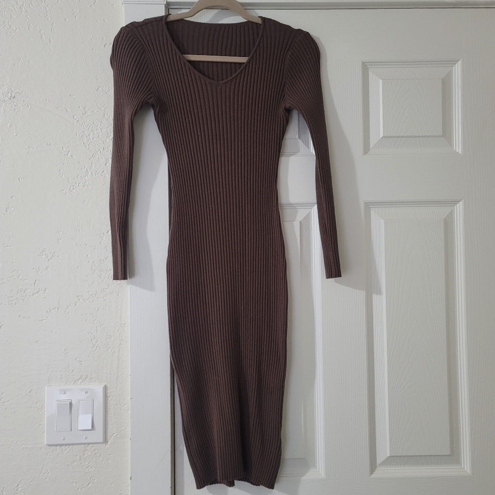Ribbed Brown dress, S